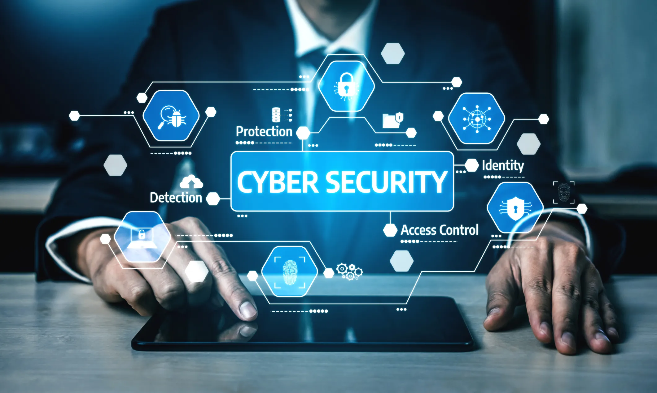 IT consulting services Phoenix cybersecurity assessment showing protection and access control on a tablet