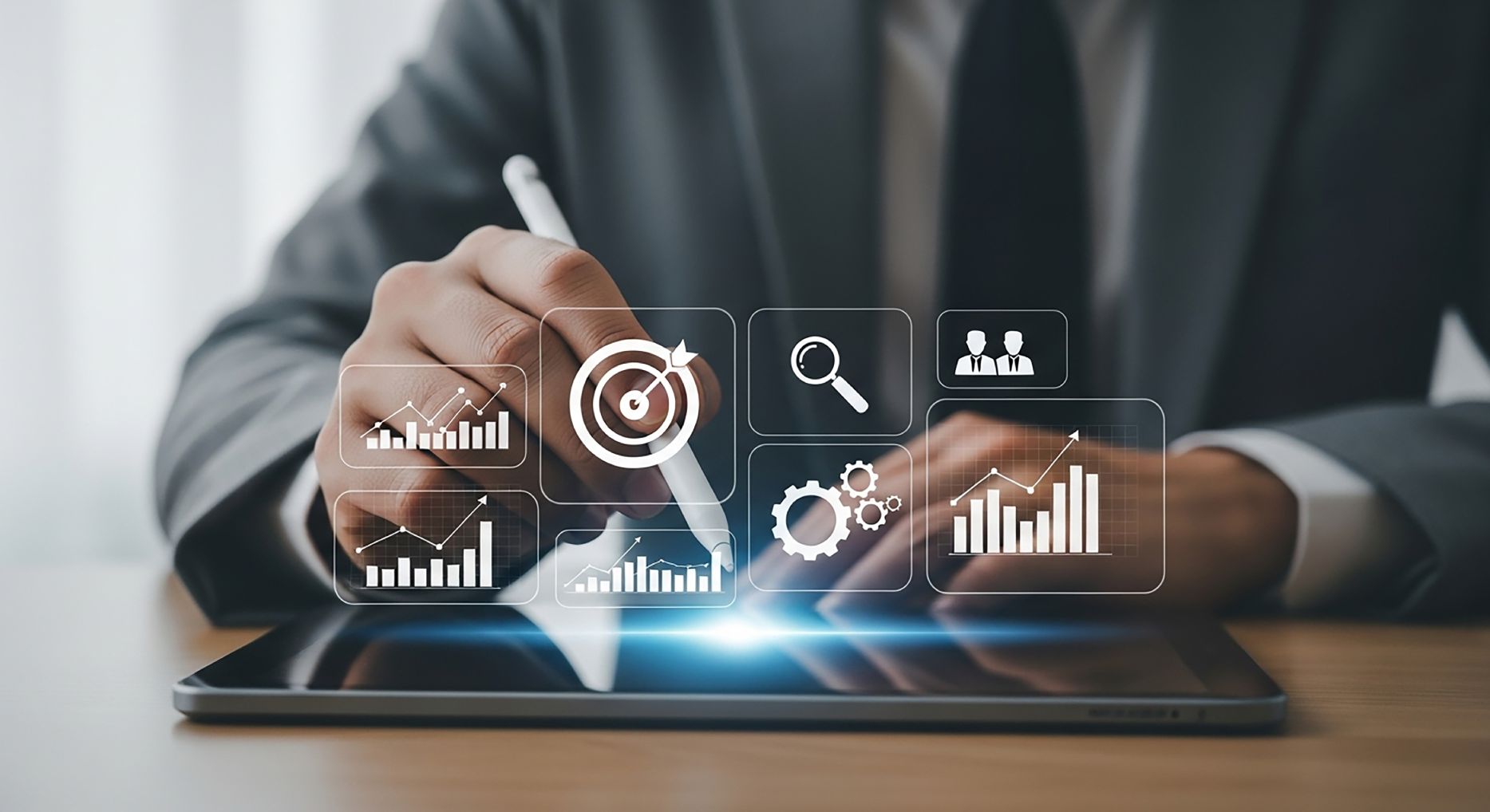 Phoenix SMB owner measuring managed IT services ROI through business metrics and performance charts on a tablet